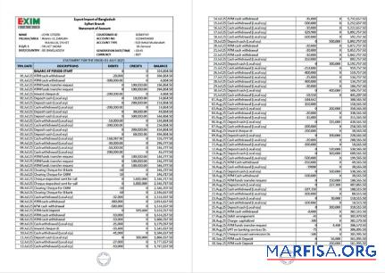 Realistic Bangladesh Exim bank statement of account word download for verification